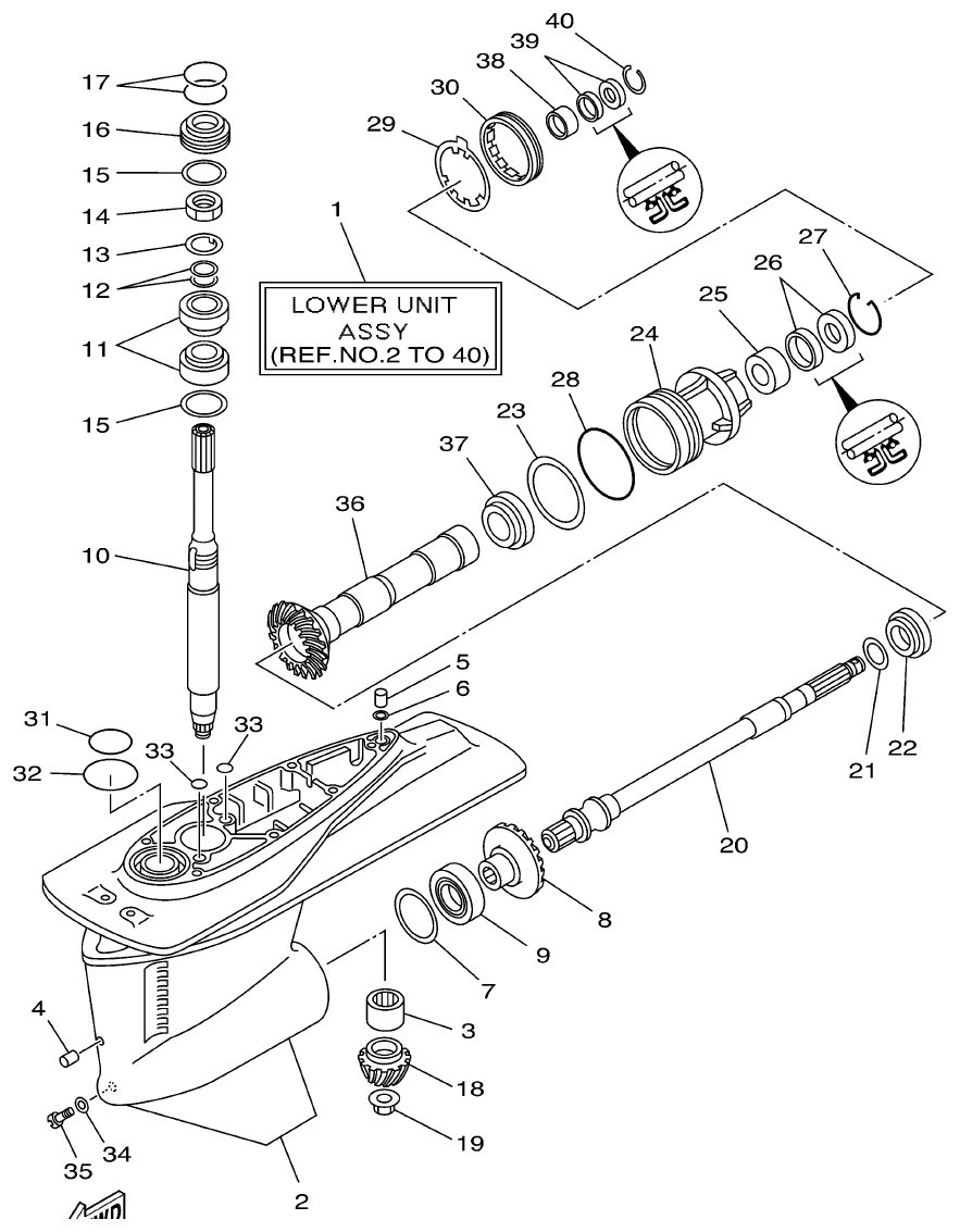 Yamaha DE-DHD6U3 LOWER CASING. DRIVE 1 (DE-DHT) (TRP) parts diagram